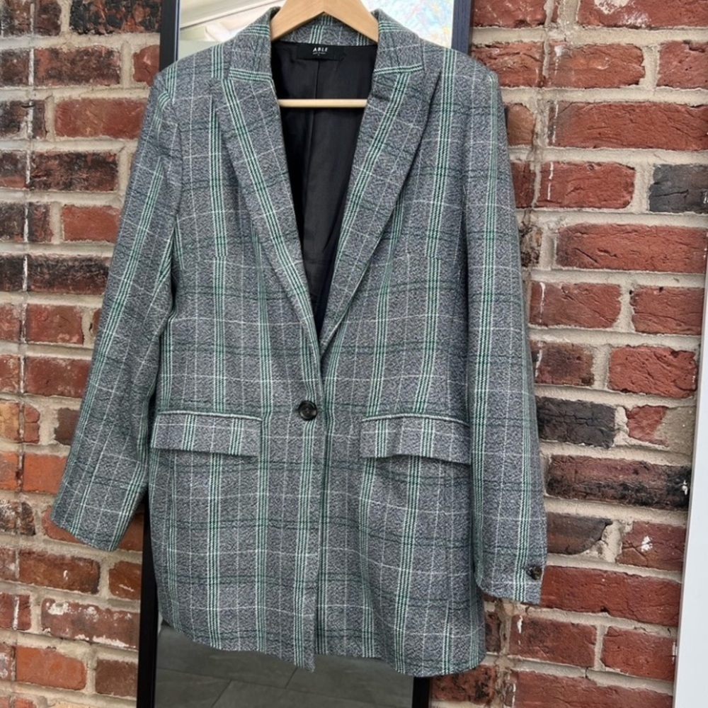 Able Evergreen Plaid Blazer S boho classic holiday preppy winter contemporary - Picture 7 of 13